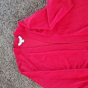Red cardigan